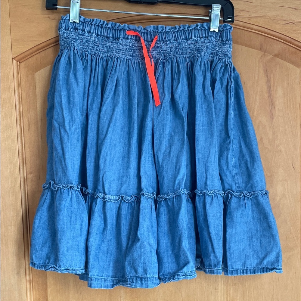 Mini Boden Tiered Denim Skirt with Contrast Drawstring Girls 11/12y As Is - Picture 2 of 7
